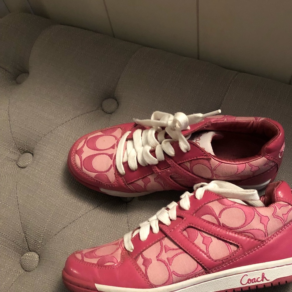 Pink Coach sneakers with logo